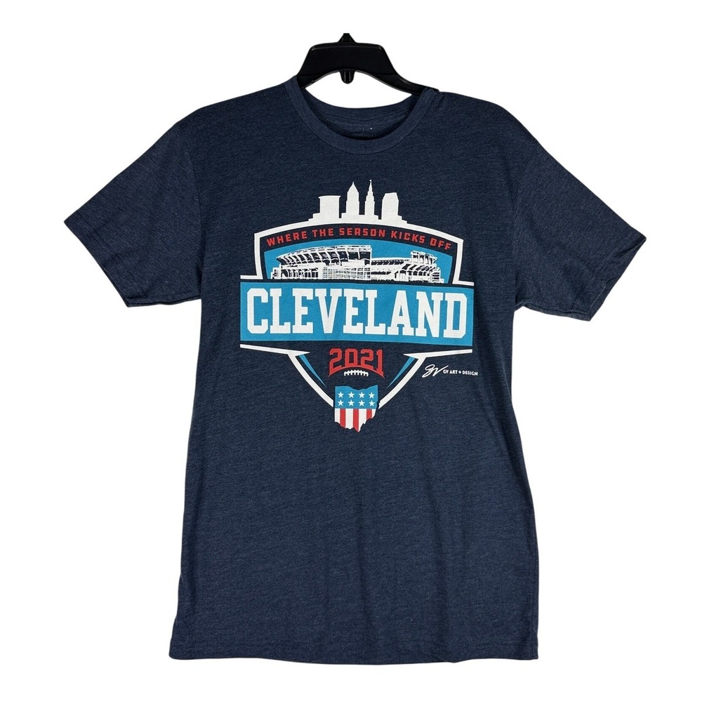 GV Art + Design Cleveland 2021 Season Kickoff Heather Navy Graphic T-Shirt Small